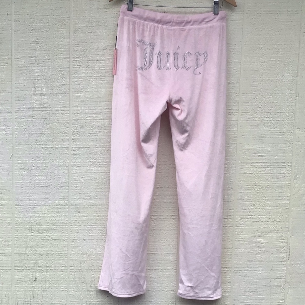 Juicy Couture Lola Pink soft velour feel sleepwear Lounge Pants back rhinestones